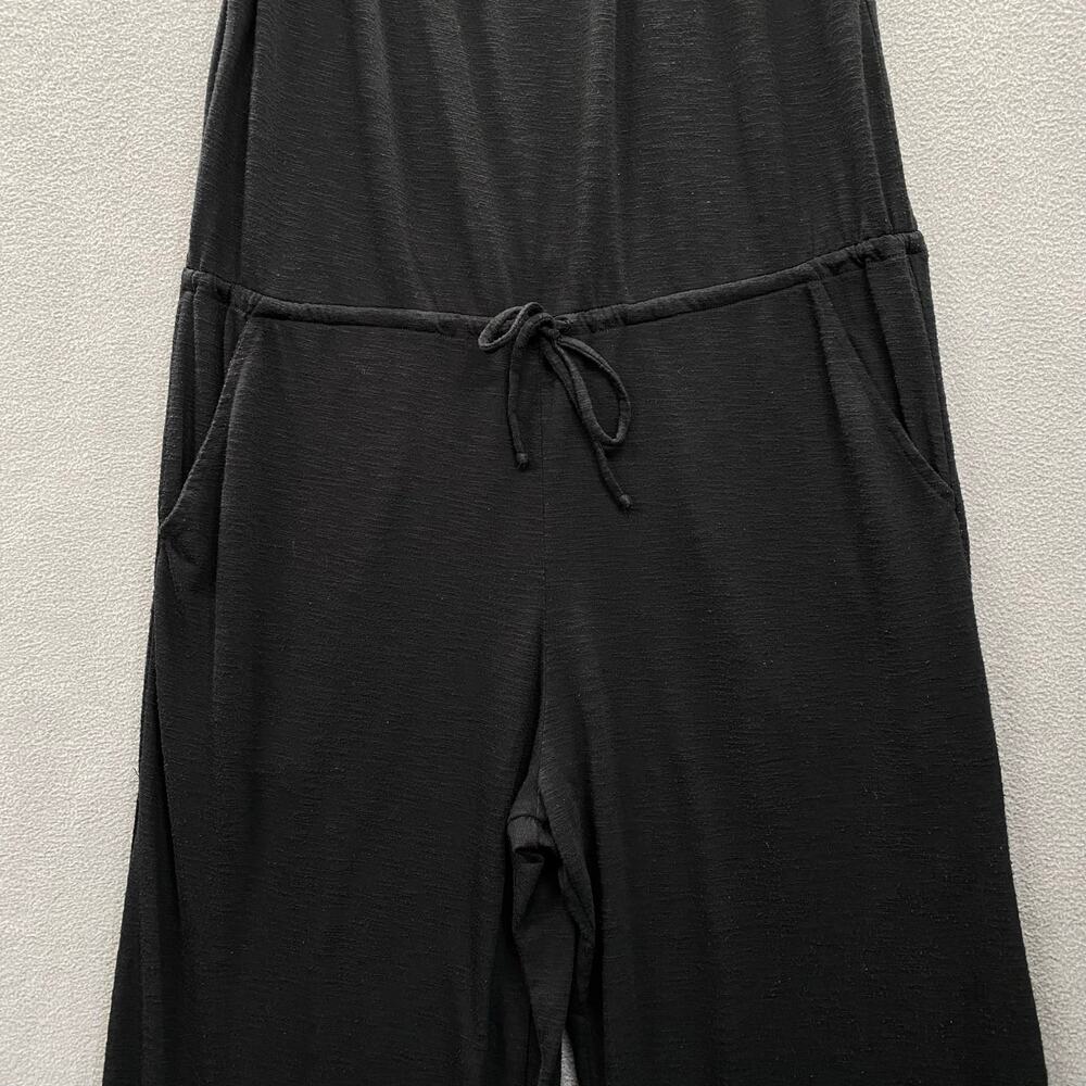 Becca Cozy Lounge Swim Coverup Wide Leg Jumpsuit M Black Drawstring Waist Sheer - Picture 5 of 13